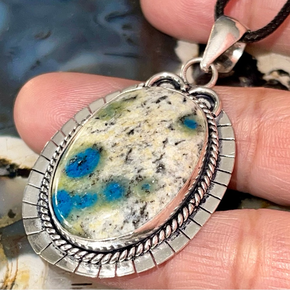 Raindrop K2 Azurite Granite Pendant 2 1/4”